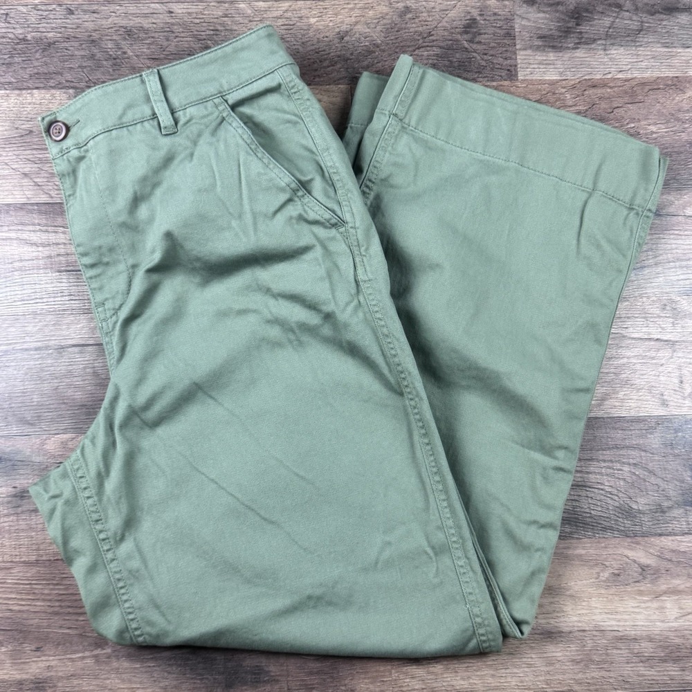 L. L. Bean Womens Classic Fit Mountain Pine Green Wide Leg Pants Size 12